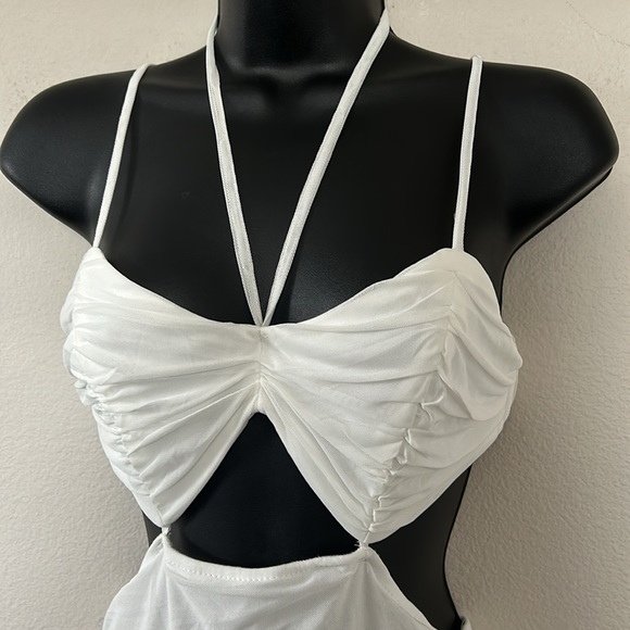 Princess Polly Alice White Ruched Cutout Ruched Midi Dress - Picture 8 of 13